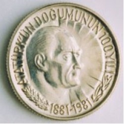 ATATÜRK'ÜN DOĞUMUNUN 100.YILI Gümüş Yarım Lira Hatıra Parası