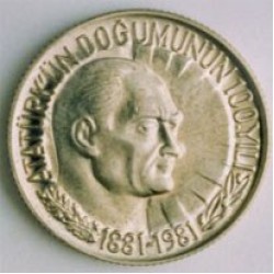 ATATÜRK'ÜN DOĞUMUNUN 100.YILI Gümüş 1 Lira Hatıra Parası