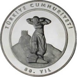 Türkiye Cumhuriyeti'nin 80.YILI Minesiz Gümüş Hatıra Parası