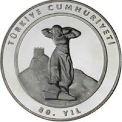 Türkiye Cumhuriyeti'nin 80.YILI Mineli Gümüş Hatıra Parası