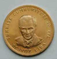 Türkiye Cumhuriyeti 50.YIL Altın-imzalı Hatıra Parası