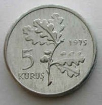 F.A.O. 1975 YILI 5 KURUŞ Alüminyum Hatıra Parası