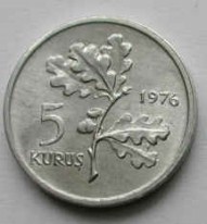 F.A.O. 1976 YILI 5 KURUŞ Alüminyum Hatıra Parası
