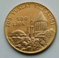 Mevlana 705.Vuslat YILI Altın 500 Lira Hatıra Parası