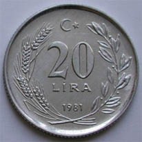 F.A.O. 1981 YILI 20 Lira Alüminyum Hatıra Parası