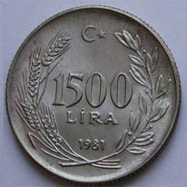 F.A.O. 1980 YILI 1500 Lira 