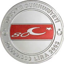 Türkiye Cumhuriyeti'nin 80.YILI Mineli Gümüş Hatıra Parası